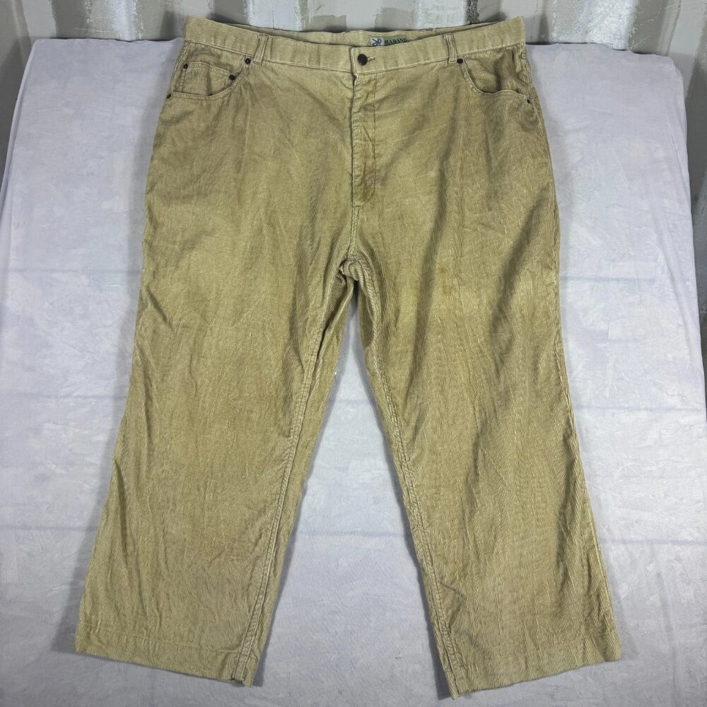 Haband Vintage Men's Corduroy Pants Brown‎ Flat Front Straight W46 InLeg M